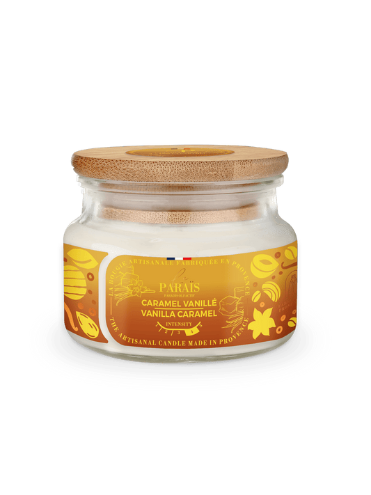 Bougie parfumée Caramel Vanillé 300 ml en cire végétale, Le Paraïs