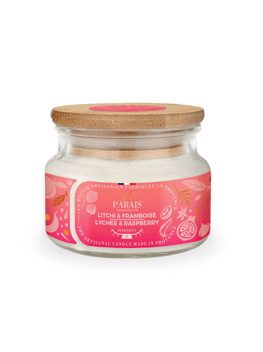 Bougie parfumée Litchi & Framboise 300 ml en cire végétale, Le Paraïs