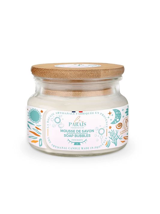 Bougie parfumée Mousse de Savon 300 ml en cire végétale, Le Paraïs