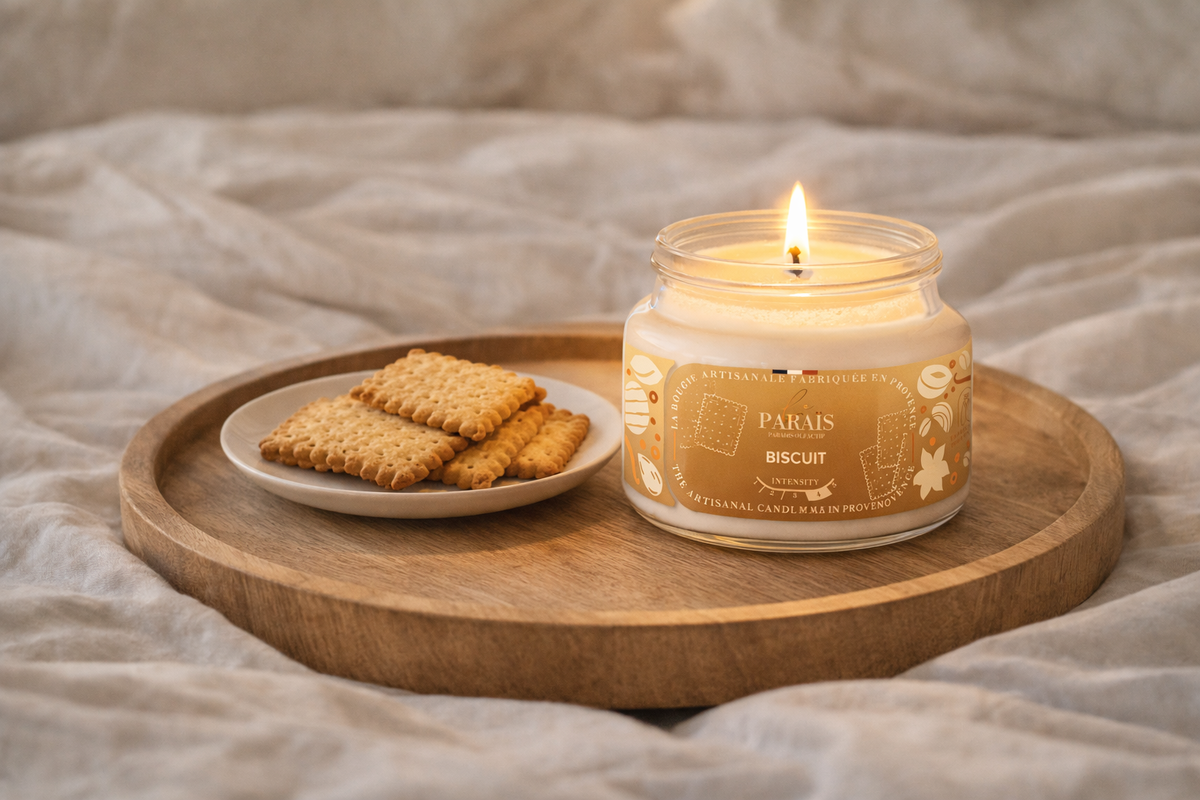 Bougie parfumée Biscuit en situation, Le Paraïs