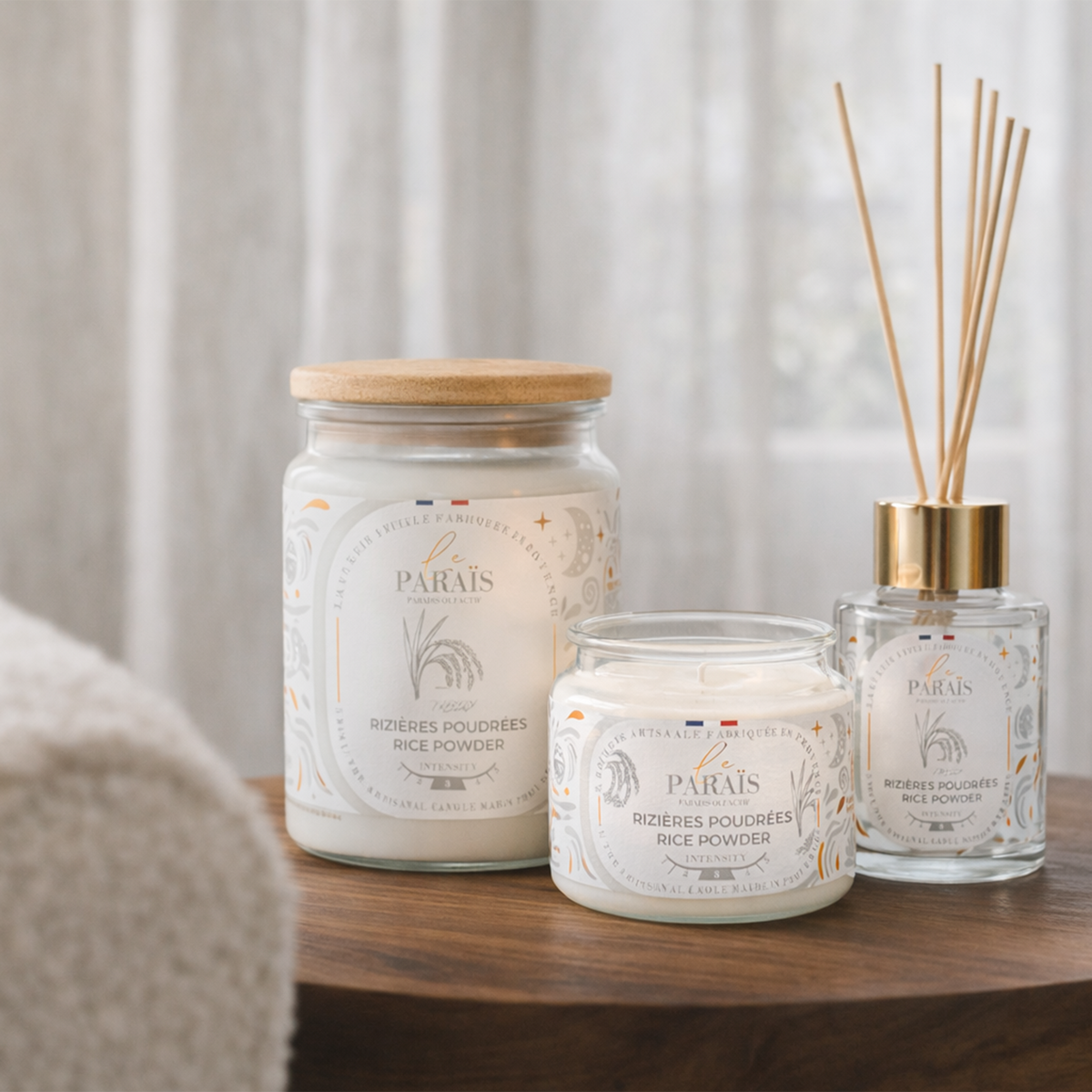 Collection Rizières Poudrées : bougie, diffuseur et spray, Le Paraïs