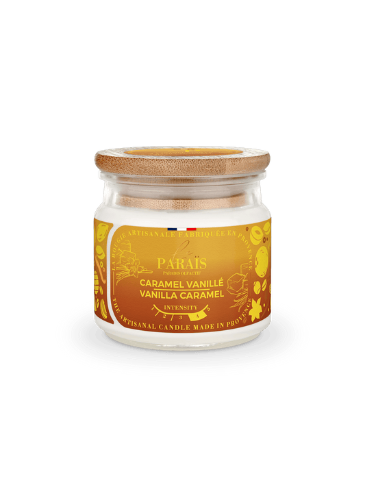 Bougie parfumée Caramel Vanillé 150 ml en cire végétale, Le Paraïs