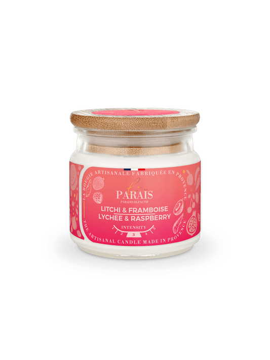 Bougie parfumée Litchi & Framboise 150 ml en cire végétale, Le Paraïs