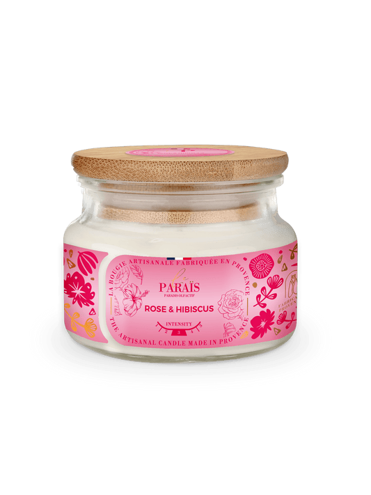 Bougie parfumée Rose & Hibiscus 300 ml en cire végétale, Le Paraïs